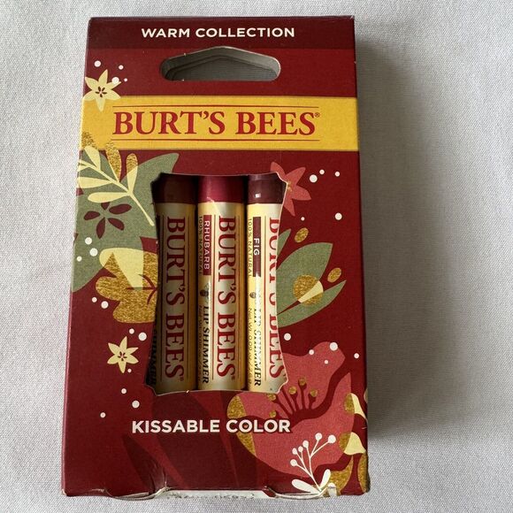 Burt's Bees Kissable Color Warm Collection Peony Rhubarb Fig Lip Shimmer Set 3 - Picture 1 of 2